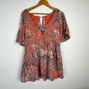 VTG Y2k FREE PEOPLE Distressed Chunky Hippy Mini Dress Size xs/tp Grunge